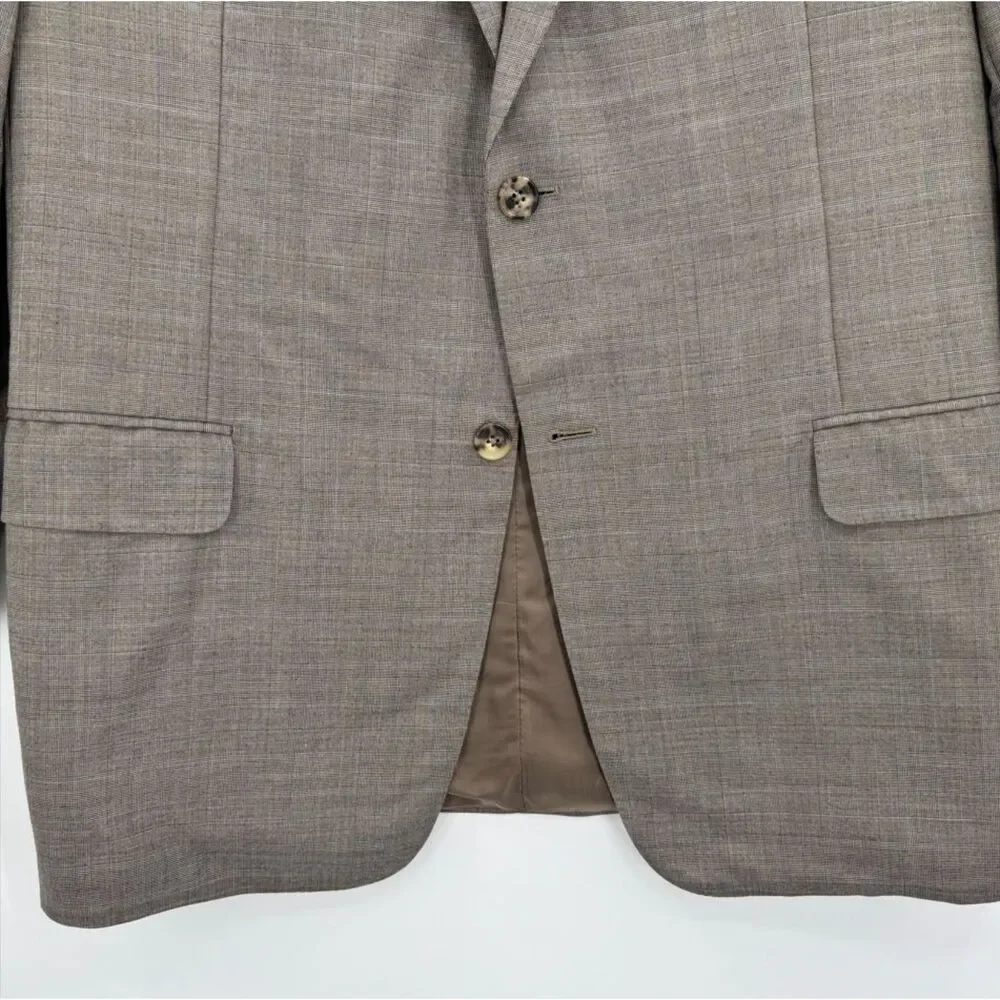 ERMENEGILDO ZEGNA Gray Plaid 2 Button 100% Wool 15 MilMil 15 Blazer 44R 54R EUR